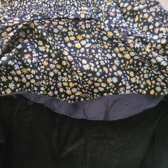 Rails Selena Black Mini Floral Midi Skirt L Lined Pull On Elastic Waist Gathered - Picture 5 of 10